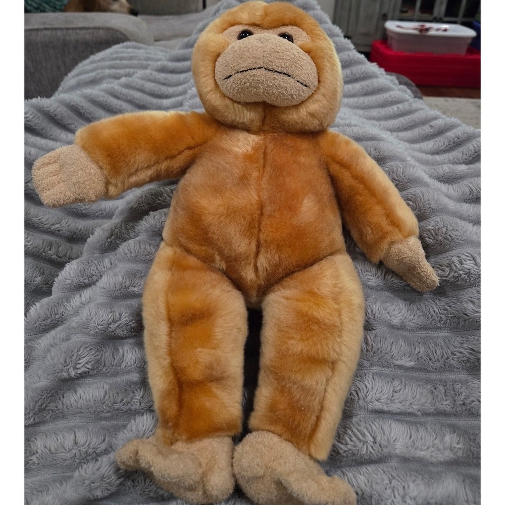 BEAR FACTORY Vintage Stuffed Monkey 2001 16" Plush Animal Carmel Color